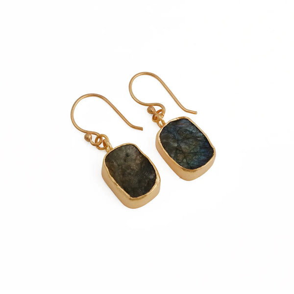 El Joyero Handmade Raw Labradorite Gemstone Dangle Earrings