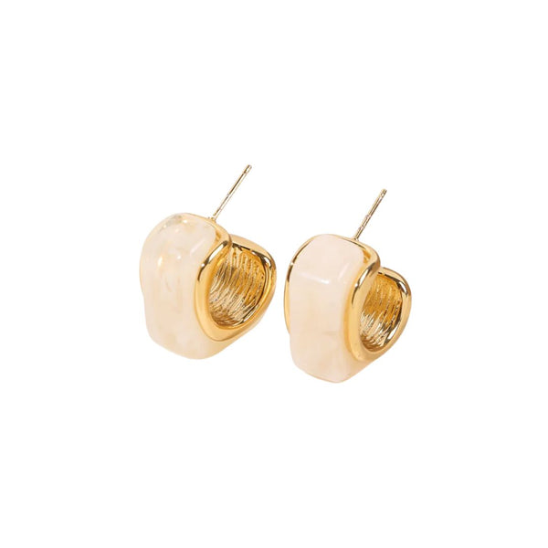 Eclat Paris Ivory Marbled Resin Stud Earrings
