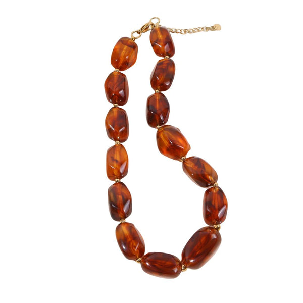 Eclat Paris Marbled Amber Resin Statement Necklace