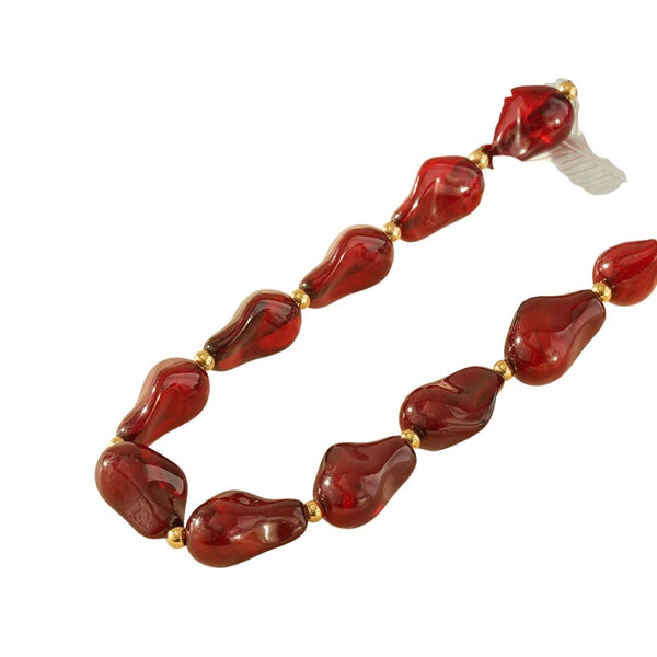 Eclat Paris Burgundy Resin Statement Necklace