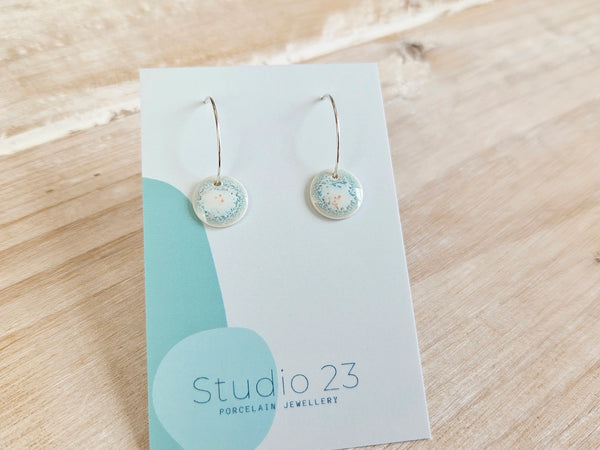 Studio 23 Aqua Blue Porcelain Disc Earrings