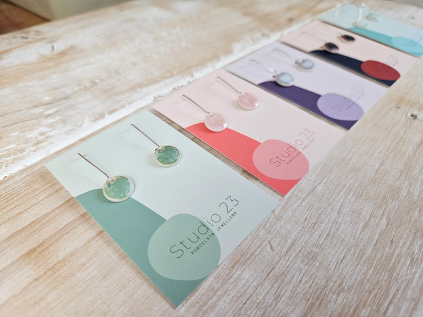 Studio 23 Aqua Blue Porcelain Disc Earrings