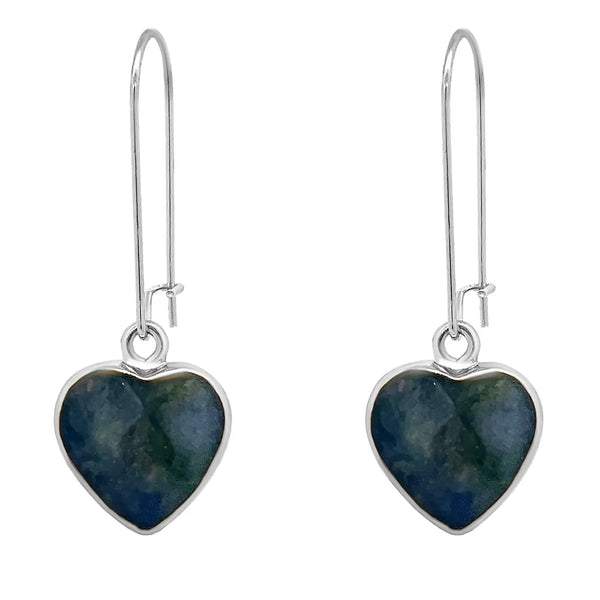 Amorino Gift Boxed, Navy Natural Stone Silver Drop Earrings