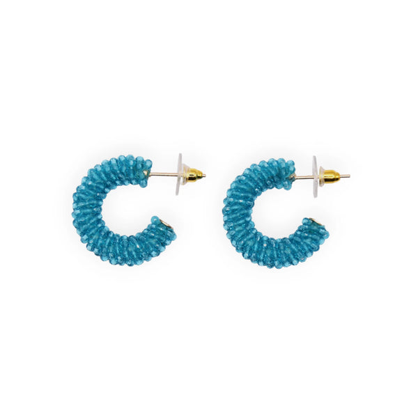 The Narratives Turquoise Cluster Beaded Hoop Earrings