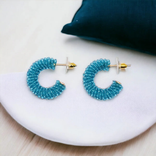 The Narratives Turquoise Cluster Beaded Hoop Earrings