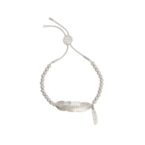 Bibi Bijoux Silver Pave Feather Friendship Bracelet
