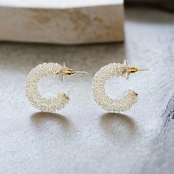 The Narratives Clear Crystal Beaded Hoop Stud Earrings