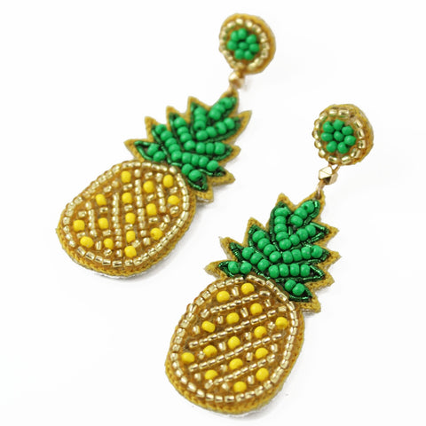 My Doris Hand Beaded Pineapple Stud Earrings