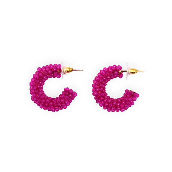 The Narrtives Fuchsia Pink Cluster Hoop Stud Earrings
