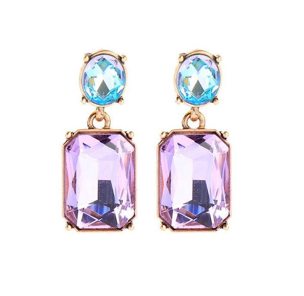 Last True Angel Lilac & Aqua Crystal Stud Earrings