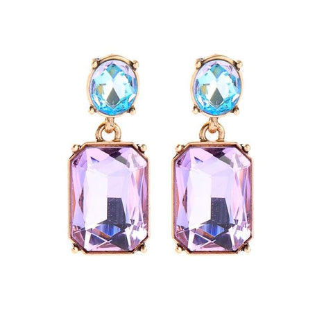 Last True Angel Lilac & Aqua Crystal Stud Earrings
