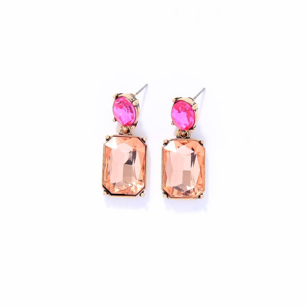 Last True Angel Pale Orange & Pink Crystal Statement Stud Earrings