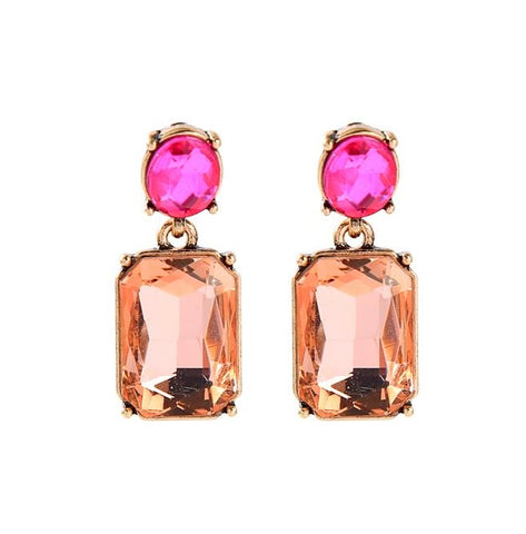 Last True Angel Pale Orange & Pink Crystal Statement Stud Earrings