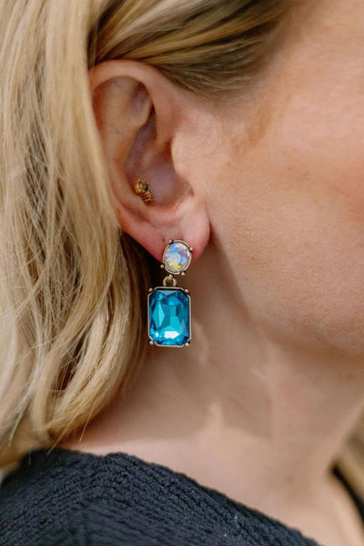 Last True Angel Clear & Aurora Borealis Drop Crystal Earrings