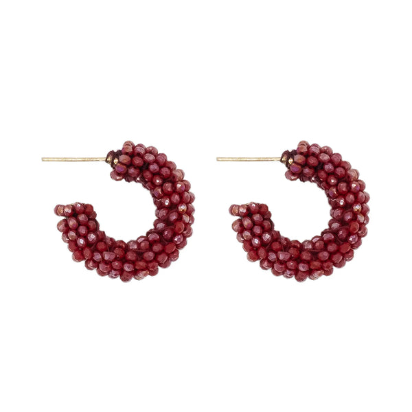 The Narratives Ruby Red Cluster Hoop Stud Earrings