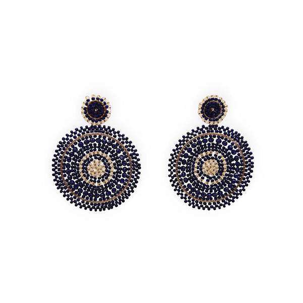 The Narratives Navy & Gold Beaded Earrings