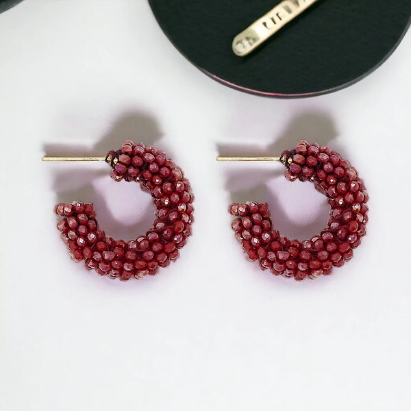 The Narratives Ruby Red Cluster Hoop Stud Earrings