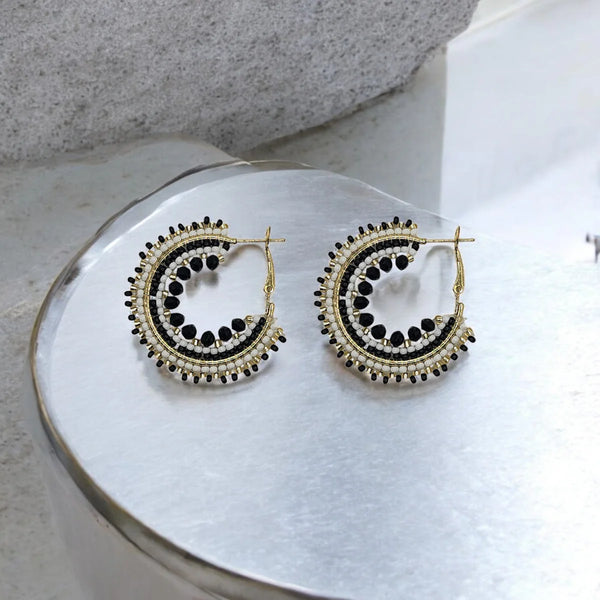The Narratives Black & Gold Mix Mini Ombre Hoop Earrings