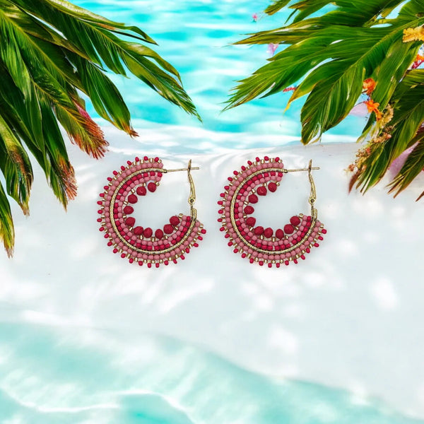 The Narratives Fuchsia Mix Mini Ombre Hoop Earrings