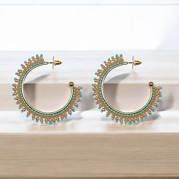 The Narratives Aqua & Citrine Beaded Hoop Earrings