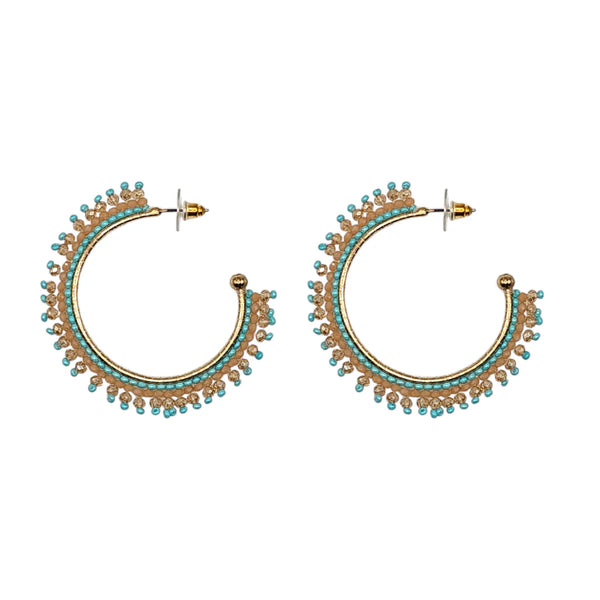 The Narratives Aqua & Citrine Beaded Hoop Earrings