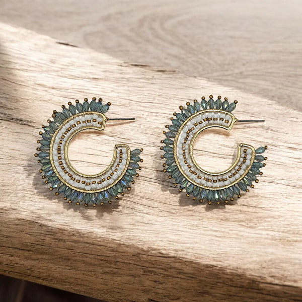 The Narratives Aqua & Bronze Beaded Earrings