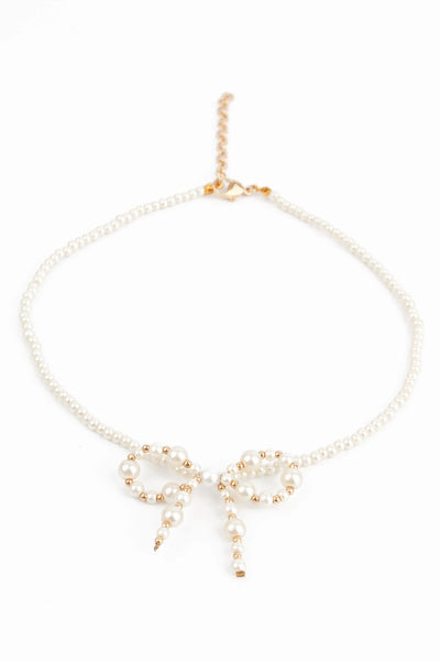 My Doris Pearl Bow Beaded Necklace