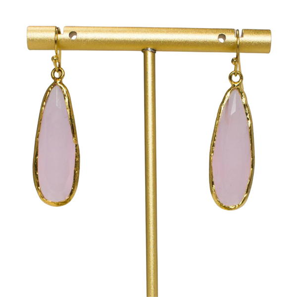 My Doris Rose Quartz Long Drop Earrings