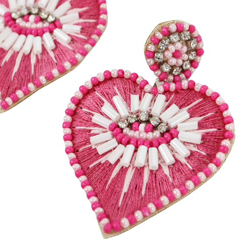My Doris Valentines Pink 'Eye' Love You Heart Earrings