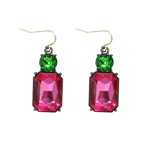 Last True Angel Hot Pink & Lime Green Crystal Drop Earrings