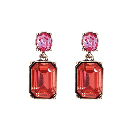 Last True Angel Orange & Rose Pink Crystal Stud Earrings