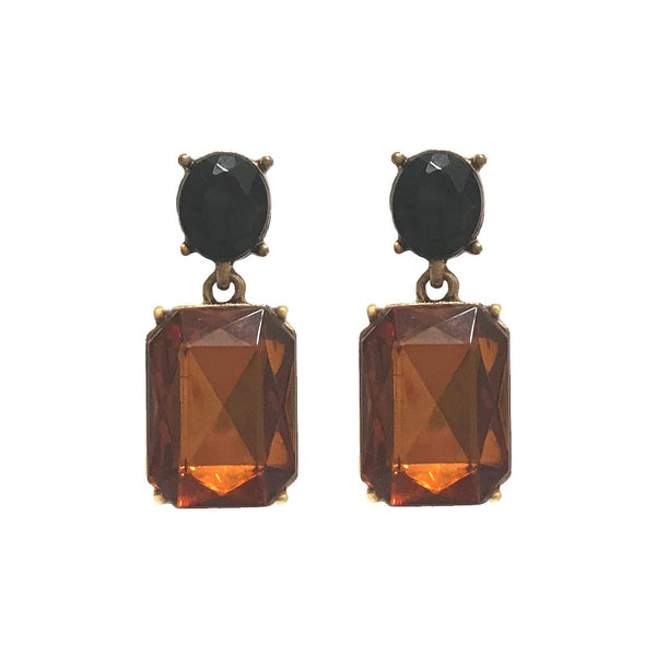 Last True Angel Bestselling Chestnut Brown & Black Crystal Stud Earrings