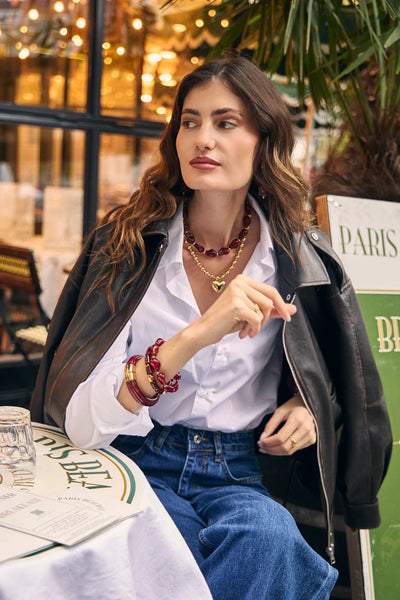 Eclat Paris Burgundy Resin Statement Necklace