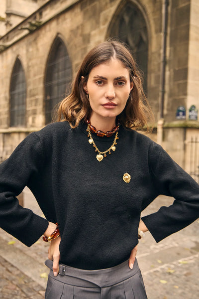 Eclat Paris Marbled Amber Resin Statement Necklace