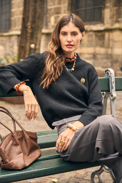 Eclat Paris Amber Brown Resin Stretch Bracelet