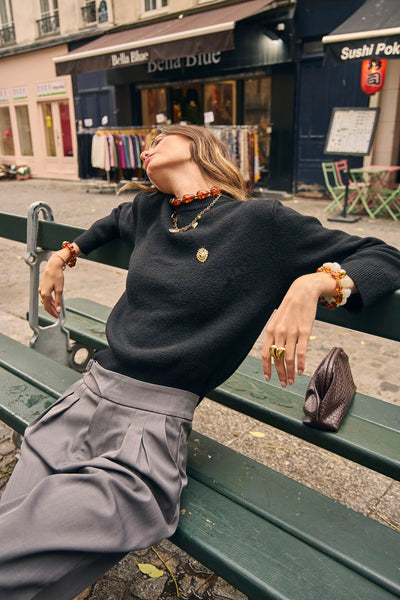 Eclat Paris Amber Brown Resin Stretch Bracelet