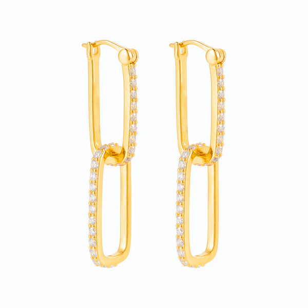 Piccadilly Lily Gold Plated (Sterling Silver)  Double Crystal Hoop  Earrings