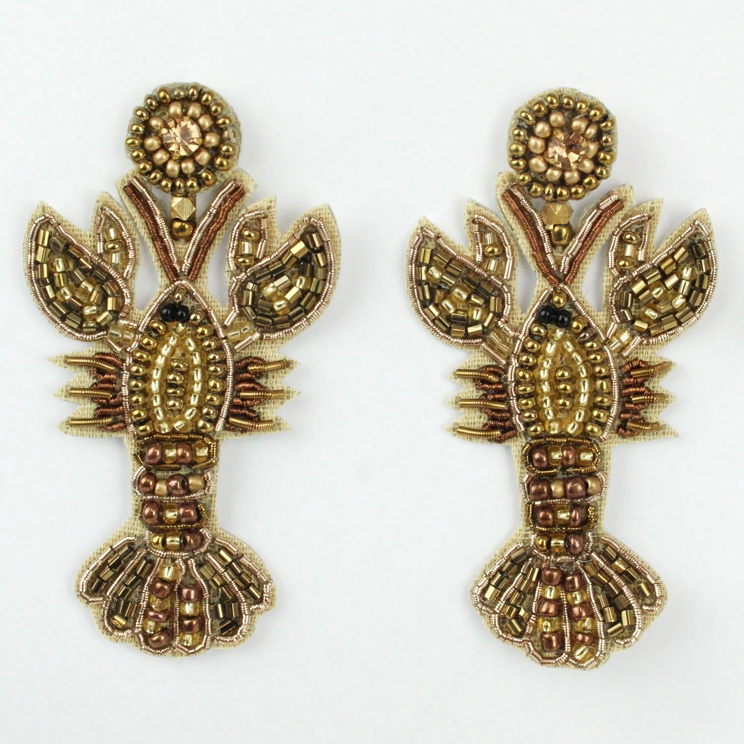My Doris Gold Beaded Lobster Earrings