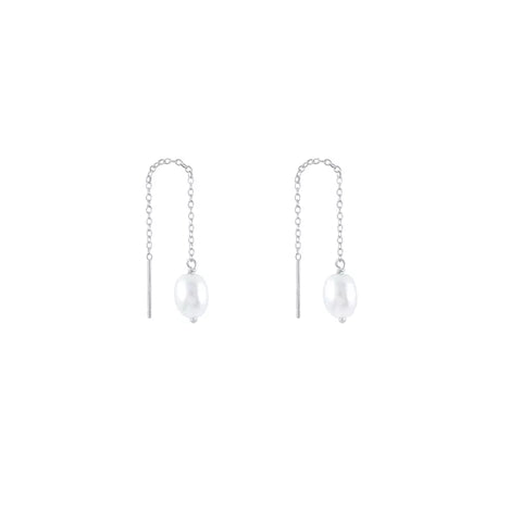 Piccadilly Lily Sterling Silver Drop Pearl Earrings