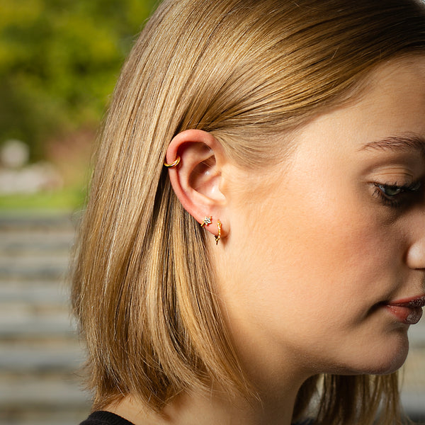 Piccadilly Lily Sterling Silver Mandala Huggie Hoop Earrings