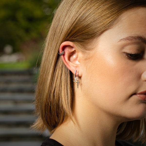 Piccadilly Lily Gold Plated (Sterling Silver)  Crystal Studded Huggie Hoop Earrings