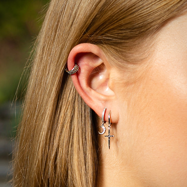 Piccadilly Lily Gold Plated (Sterling Silver)  Crystal Studded Huggie Hoop Earrings