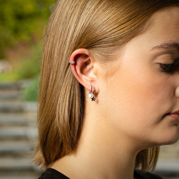 Piccadilly Lily Gold Plated (Sterling Silver) Star Huggie Hoop Earrings