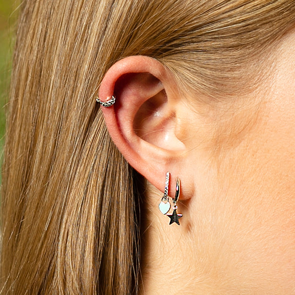 Piccadilly Lily Gold Plated (Sterling Silver) Star Huggie Hoop Earrings