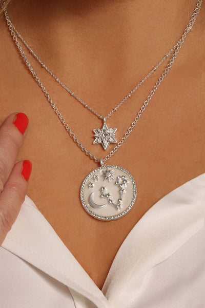 KT Bibi Bijoux 'Starry Sky' Silver Mother Of Pearl Layered Necklace