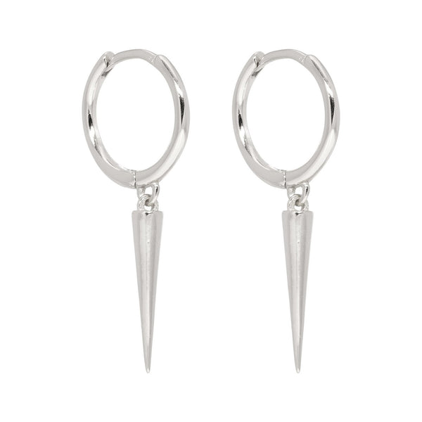 Piccadilly Lily Serling Silver Spike Huggie Hoop Earrings