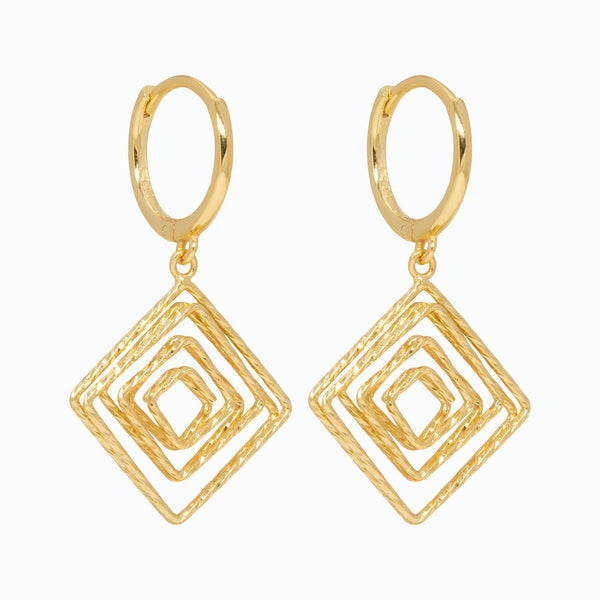 Piccadilly Lily Gold Plated (Sterling Silver)  Geometric Huggie Hoop Earrings