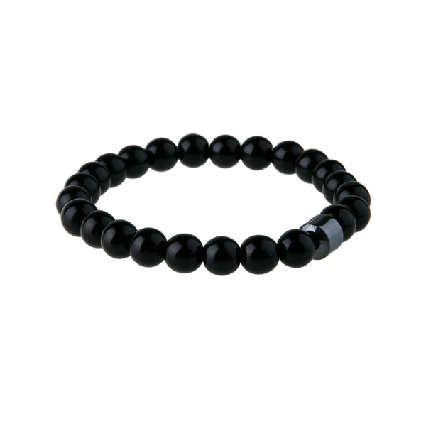 Piccadilly Lily  Black Onyx Gemstone Stretch Bracelet