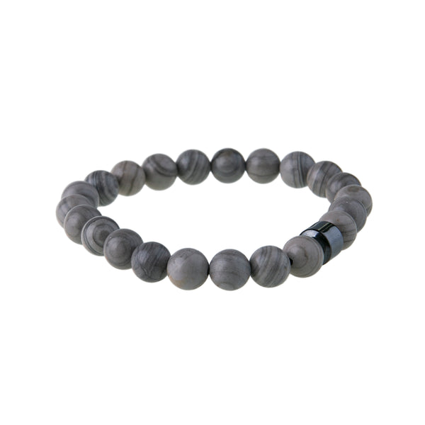 Piccadilly Lily Grey Map Stone Stretch Bracelet
