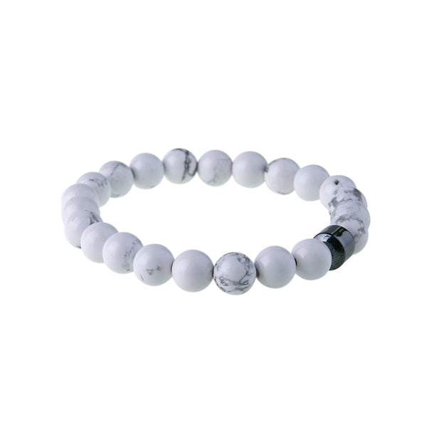 Piccadilly Lily White Howlite Gemstone Stretch Bracelet